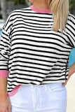 Striped Round Neck Long Sleeve Sweatshirt