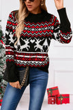 Angel Wings Reindeer Round Neck Long Sleeve Sweater