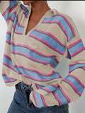 Johnny Collar Long Sleeve Stripe Sweater