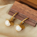 18K Gold-Plated Bead Dangle Earrings