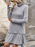 Frill Turtleneck Long Sleeve Dress