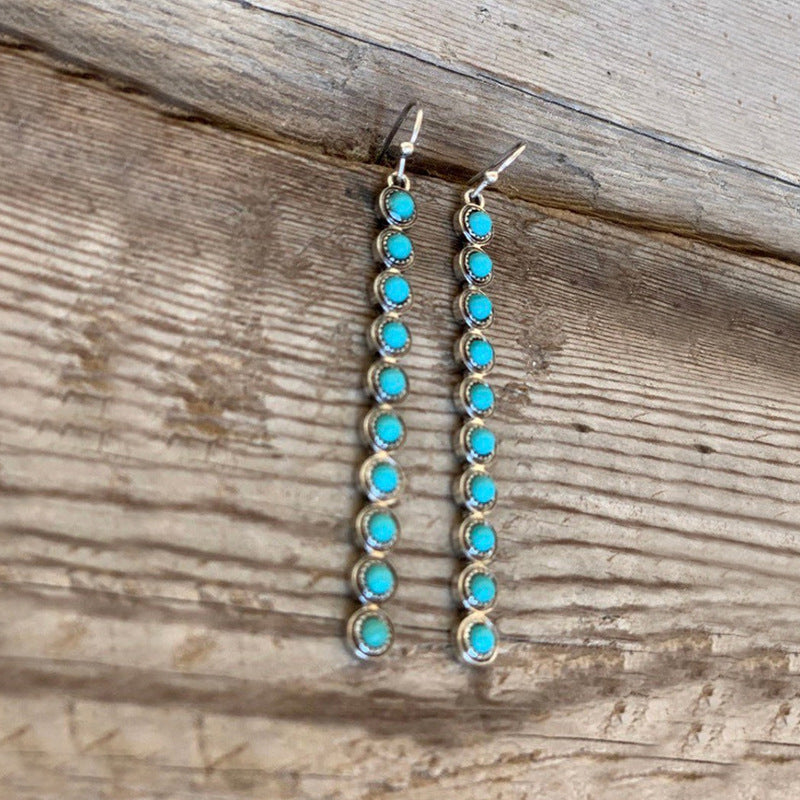 Artificial Turquoise Alloy Bar Earrings