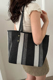 Striped Straw Tote Bag