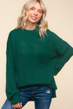 Haptics Full Size Mock Neck Side Slit Knit Top