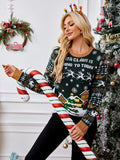 Graphic Round Neck Long Sleeve Sweater