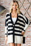 First Love Textured Striped Button Down Cardigan