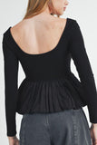 Peplum Scoop Neck Long Sleeve T-Shirt