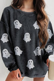 Glitter Ghost Round Neck Long Sleeve Sweatshirt