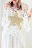 Openwork Star Boat Neck Knit Cover Up