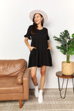 V-Neck Flounce Sleeve Tiered Dress