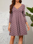 Polka Dot Quarter Zip Long Sleeve Dress