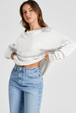 Waffle-Knit Long Sleeve Sweatshirt