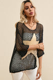 Openwork Star Boat Neck Knit Cover Up