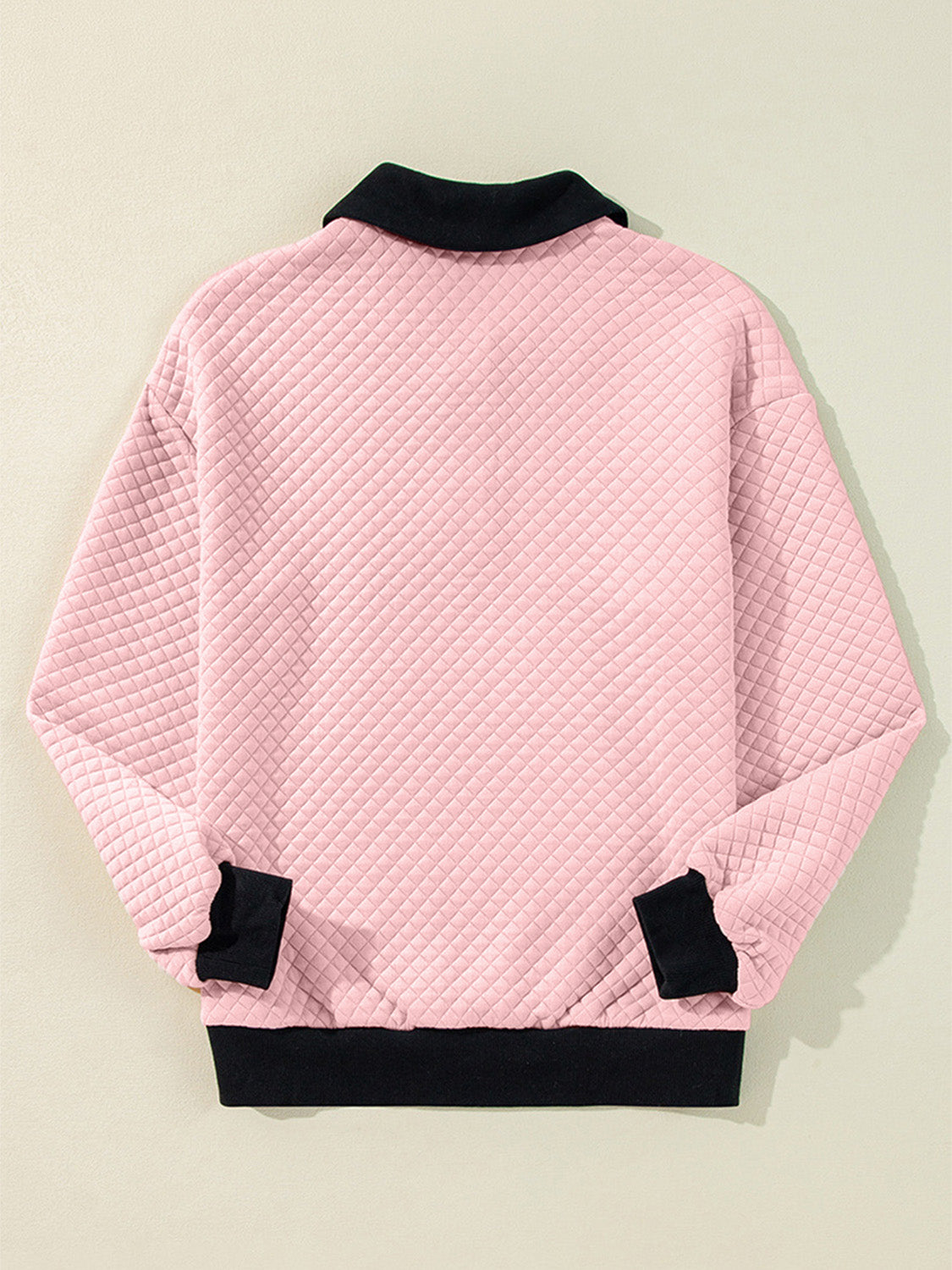 Texture Quarter Button Long Sleeve Sweatshirt