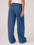 Contrast Waistband Drawstring Wide Leg Pants