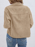 Button Up Dropped Shoulder Long Sleeve Jacket