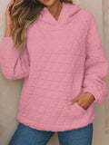 Textured Long Sleeve Hoodie with Pockets