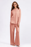 Basic Bae Rolled Round Neck Top and Pants Sweater Set