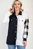 Celeste Full Size Plaid Contrast Button Up Shacket