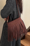 Suede Fringe Shoulder Bag