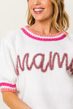 BiBi MAMA Contrast Trim Short Sleeve Sweater