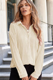 Texture Collared Neck Button Down Long Sleeve Shirt