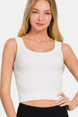 Zenana Ribbed Round Neck Cropped Tank