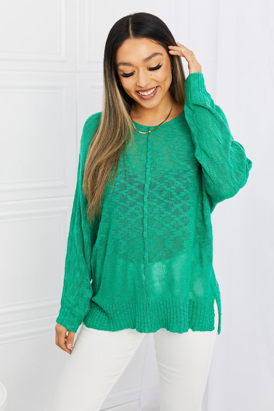 Mittoshop Exposed Seam Slit Knit Top in Kelly Green