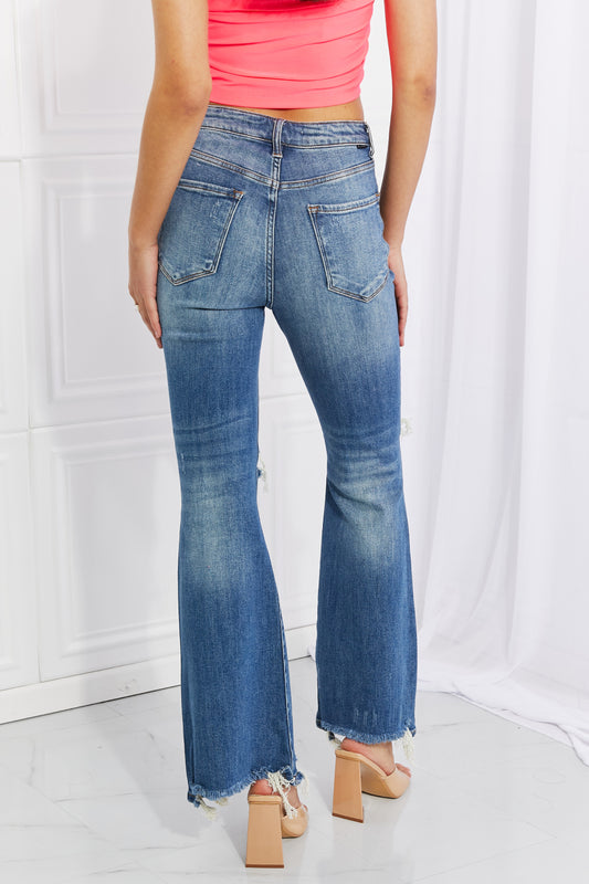 RISEN Full Size Hazel High Rise Distressed Flare Jeans