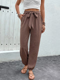 Tied High Waist Pants with Pockets