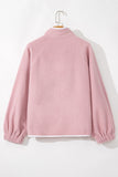 Half Snap Long Sleeve Sweatshirt with Side Slit Pockets