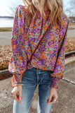 Floral Round Neck Long Sleeve Blouse