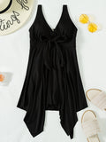 Tied V-Neck Wide Strap One-Piece Swimwear