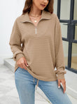 Textured Quarter Zip Long Sleeve Sweatshirt