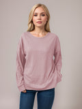 Side Slit Round Neck Long Sleeve T-Shirt