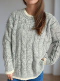 Cable Knit Round Neck Long Sleeve Sweater