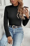 Thermal Lined Mock Neck Long Sleeve Blouse