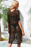 Openwork Lace Up Side Knit Cover Up