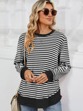 Striped Round Neck Long Sleeve Sweatshirt