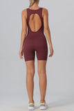 Cutout Scoop Neck Active Romper