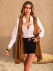 Ruched Open Front Vest Coat