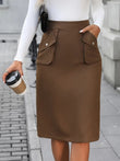 Elastic Waist Skirt with Pockets