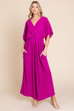 BOMBOM Surplice Maxi Dress with Pockets