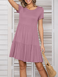 Round Neck Short Sleeve Mini Tee Dress