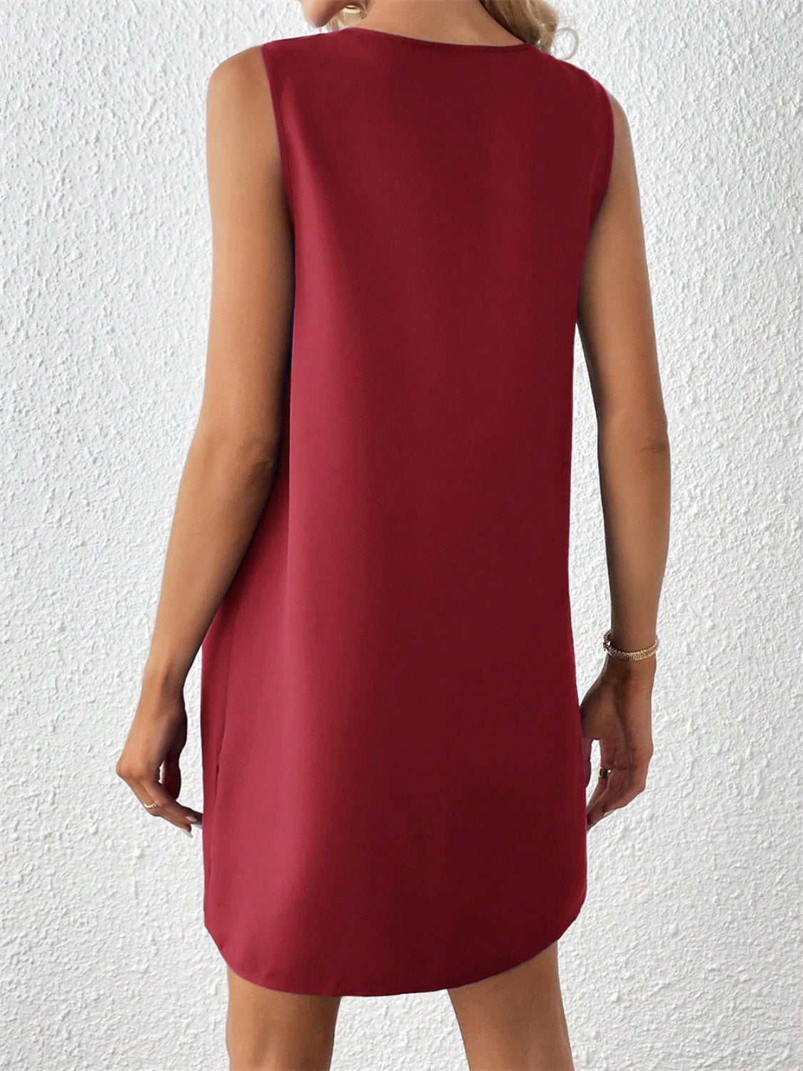 Notched Sleeveless Mini Tank Dress