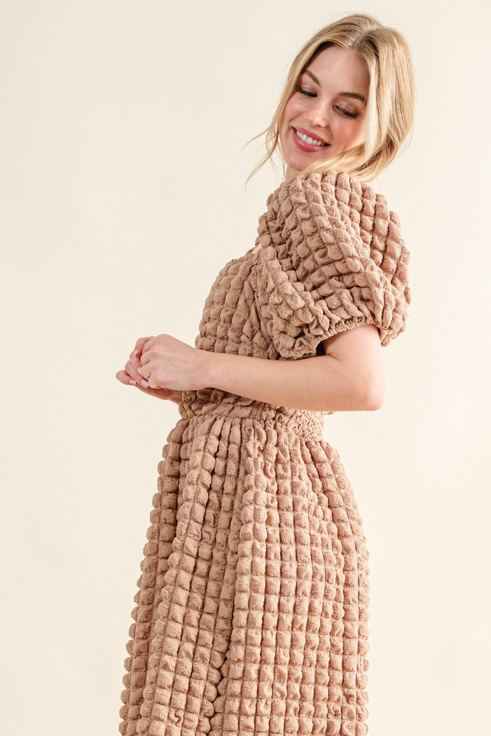 And The Why Full Size Square Neck Puff Sleeve Dress