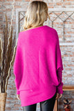 First Love Full Size Asymmetrical Hem Dolman Sleeve Sweater