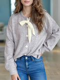 Tied Button Down Long Sleeve Cardigan