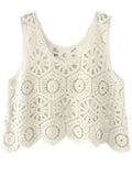 Openwork Round Neck Knit Vest