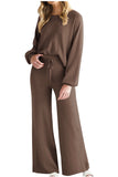 Round Neck Long Sleeve Top and Pants Set